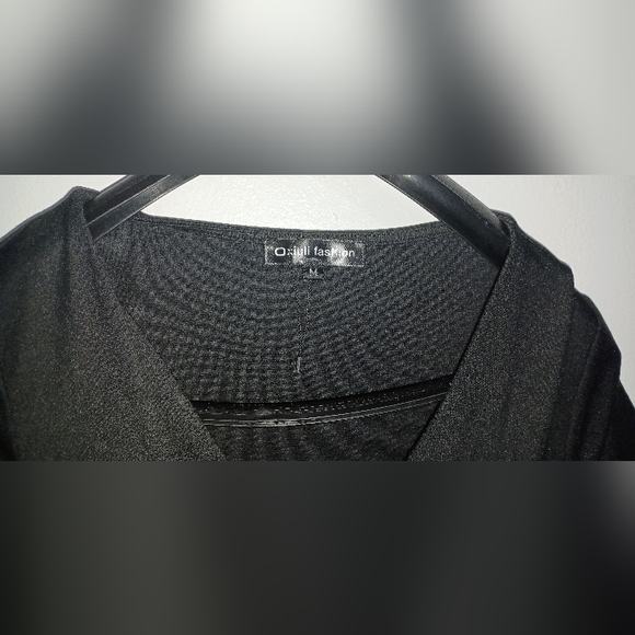 Women's Vintage Short Sleeve V Neck Wrap Polka Dot Pencil Midi Dress - Picture 4 of 4